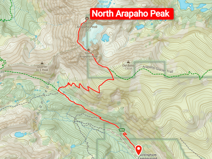 Arapaho Peaks Traverse Gaia GPS map