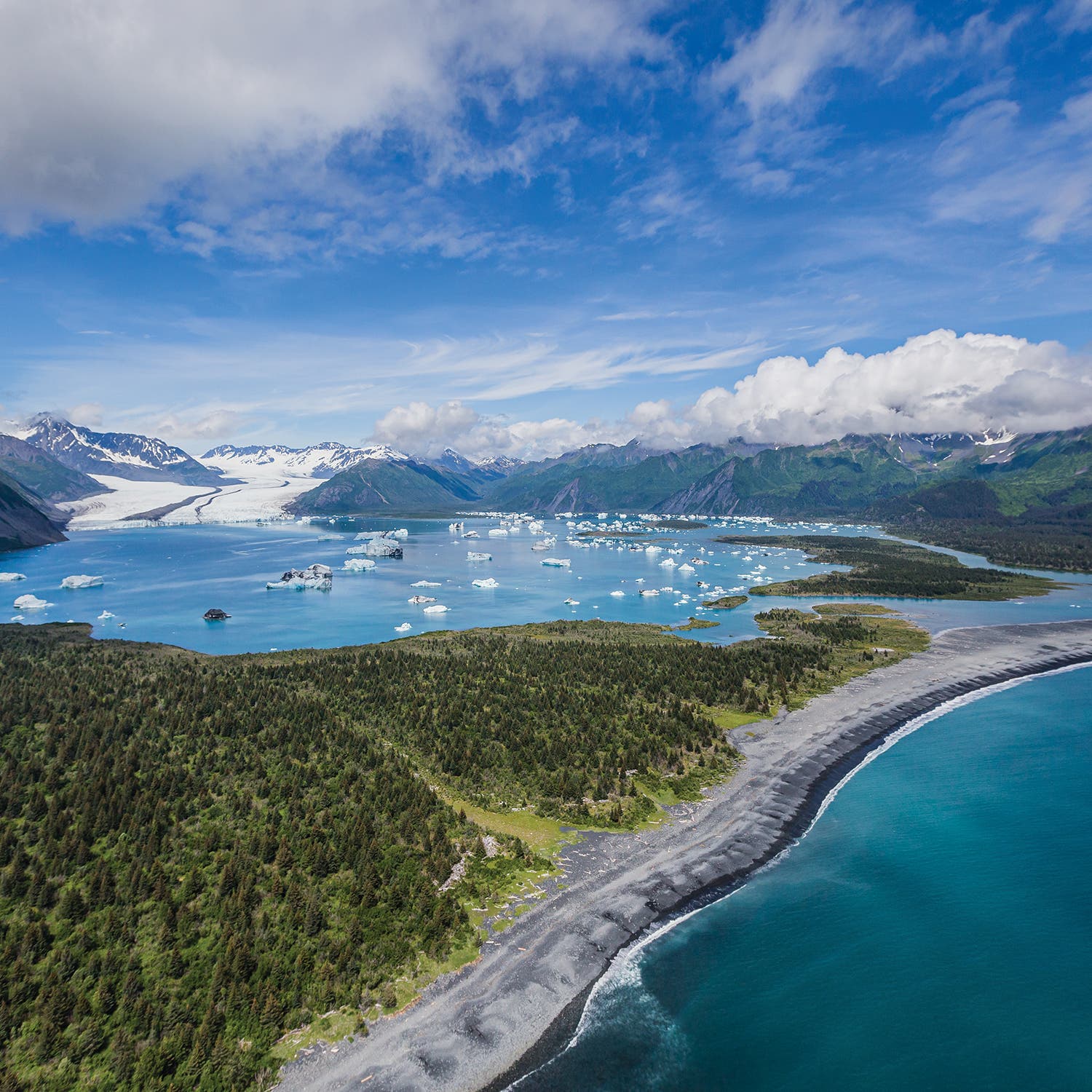 Bear Glacier Lake (left) and Resurrection Bay on Alaska’s Kenai Peninsula