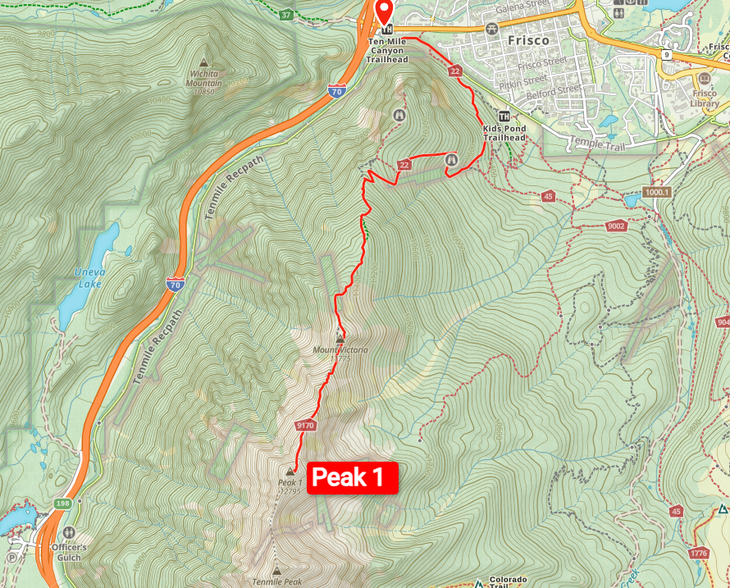 Gaia GPS Peak 1 Colorado map