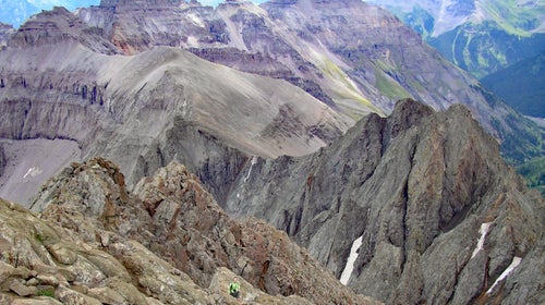 Mount Sneffels woman hiking in Colorado near summit