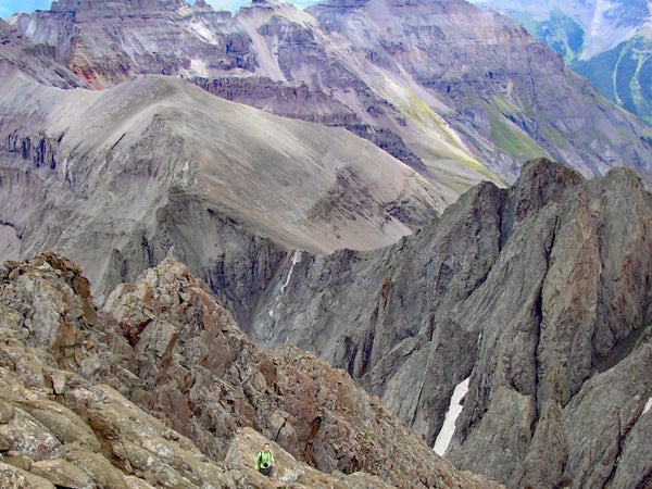 Mount Sneffels woman hiking in Colorado near summit