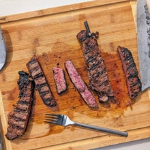 grilled steak sliced up on a cutting board