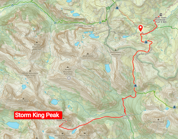 Gaia GPS Storm King Peak Map Colorado