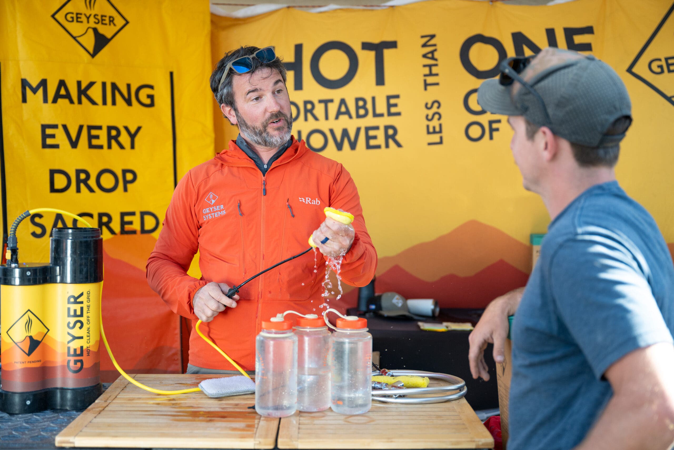 Andrew Muse learns about Geyser Systems and its efficient use of water.