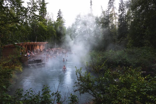 Soak in naturally heated, mineral-infused water at Liard River Hot Springs Provincial Park.