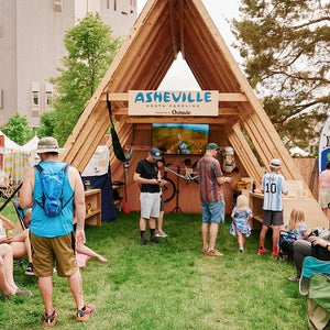 The Asheville booth at the Outside Festival