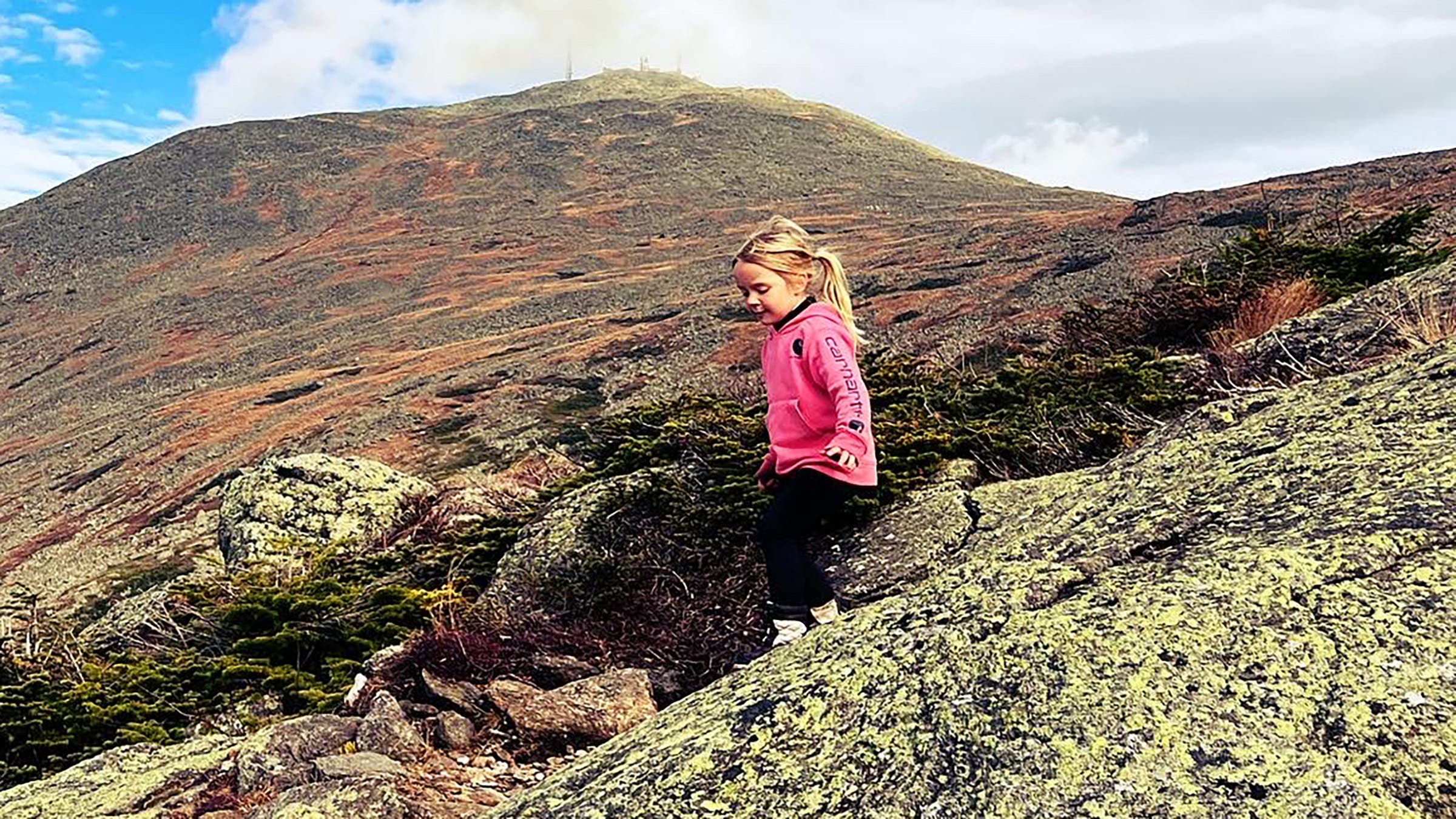 Lydia Pearson atop Mount Monroe in New Hampshire.