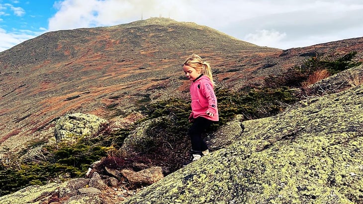 Lydia Pearson atop Mount Monroe in New Hampshire. 