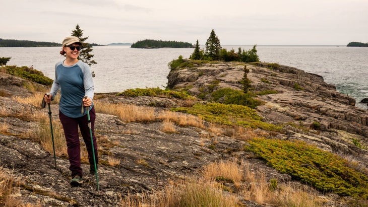 The author heads back from the end of Scoville Point on Isle Royale, Michigan.