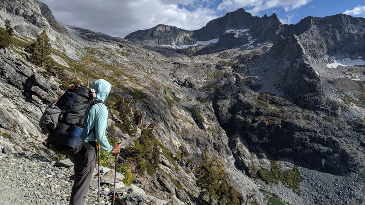 David Lee, Outside Inc. engineering manager and backpacking enthusiast scoping out the stunning panoramas during a breather along the High Sierra Trail.