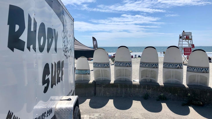 surf rentals and lessons, Easton's Beach, Newport, Rhode Island