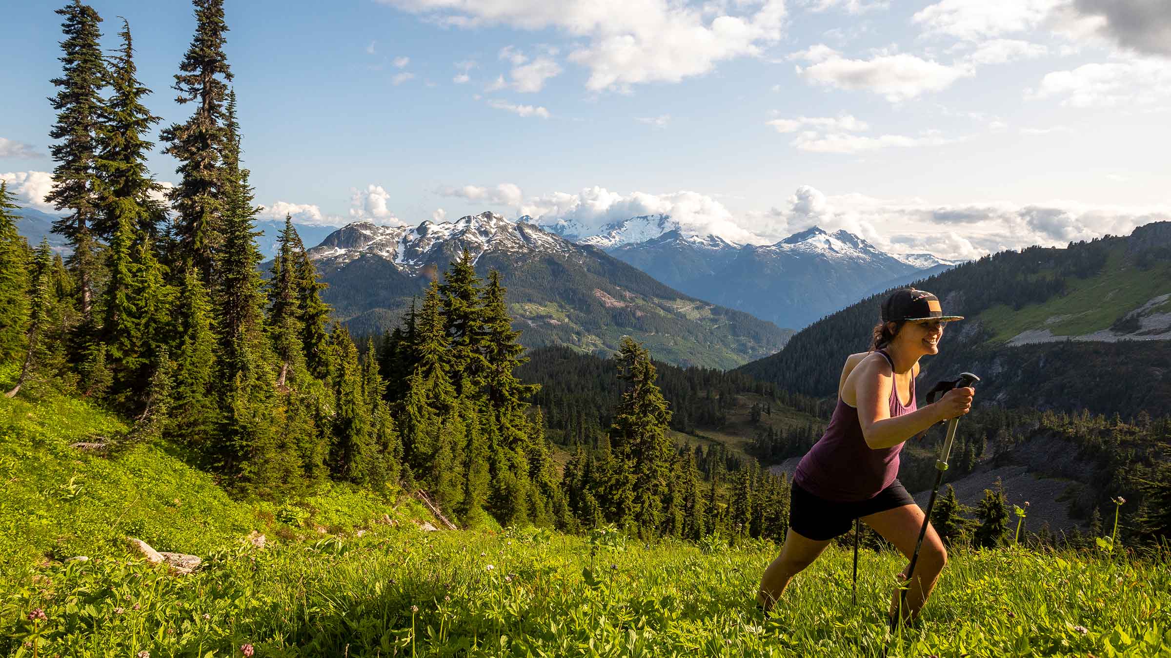A pregnant woman hikes in Whistler, Canada.