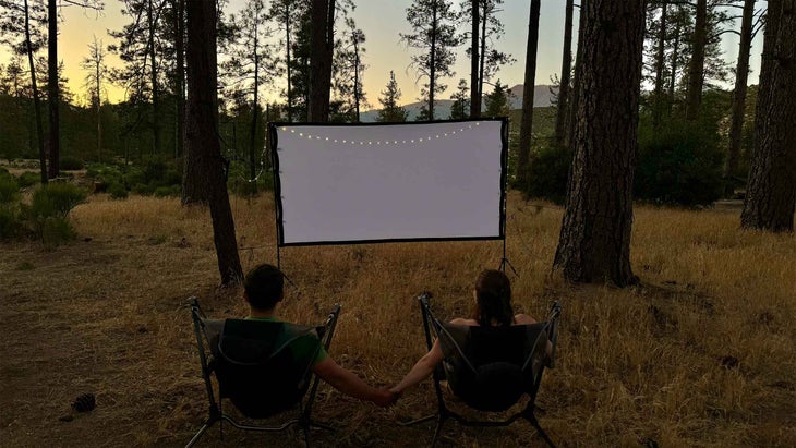 Getting ready to watch a movie on the projector