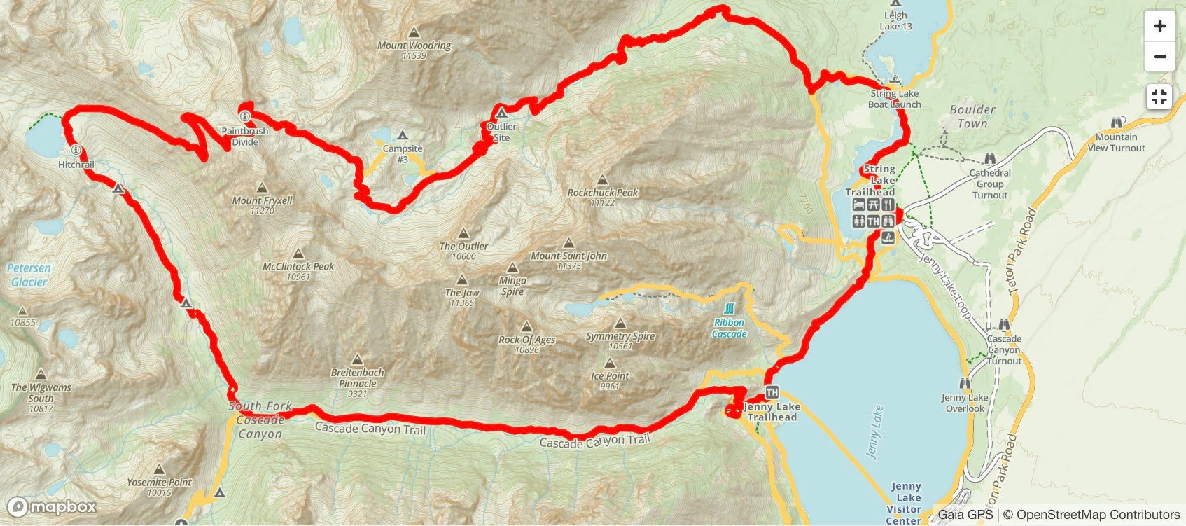 Teton NP Paintbrush Divide Loop hike map gaia gps