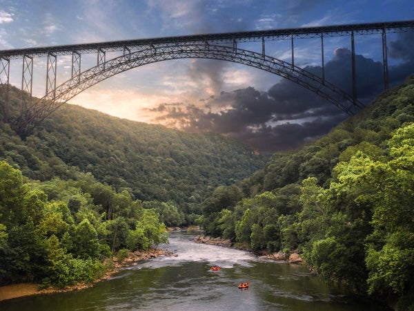 rafting below the New River Gorge Bridge