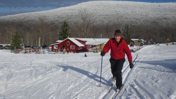Woman out nordic skiing at White Grass Touring Center
