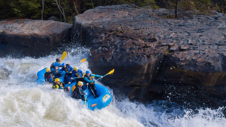 raft in rapids in the Upper Gauley River 