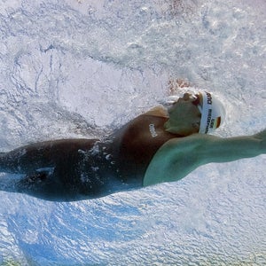 This underwater image shows Paul Biedermann competes during men's 200m freestyle final on July 28, 2009 at the FINA World Swimming Championships in Rome