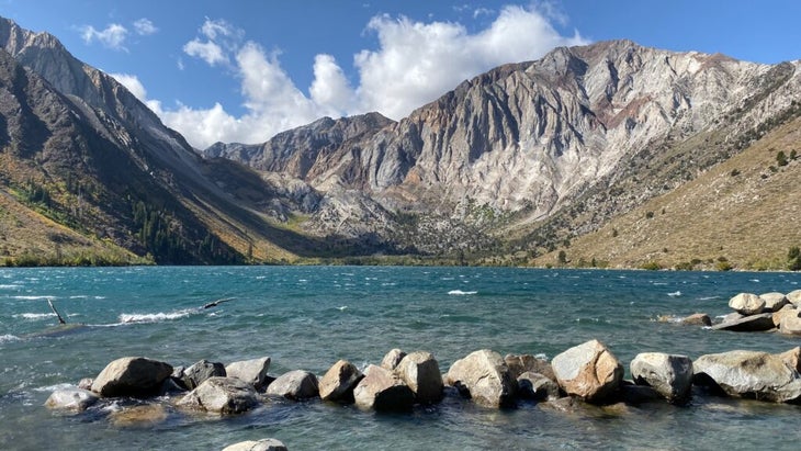 Convict Lake, California, circled by the peaks of the High Sierra