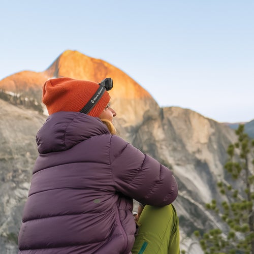 Haleigh enjoying the fading light atop Half Dome