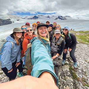 Haleigh (center) with her adventure crew on another trip through the Alaskan wilderness