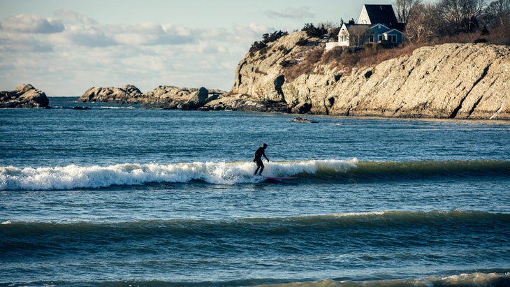 Winter surfing Newport, Rhode Island