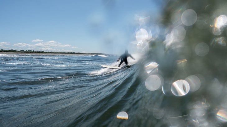 Surfing offshore in Westport, Washington