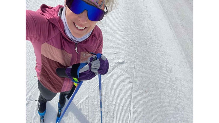 Category manager Stephanie Pearson during her 2024/2024 cross-country ski testing