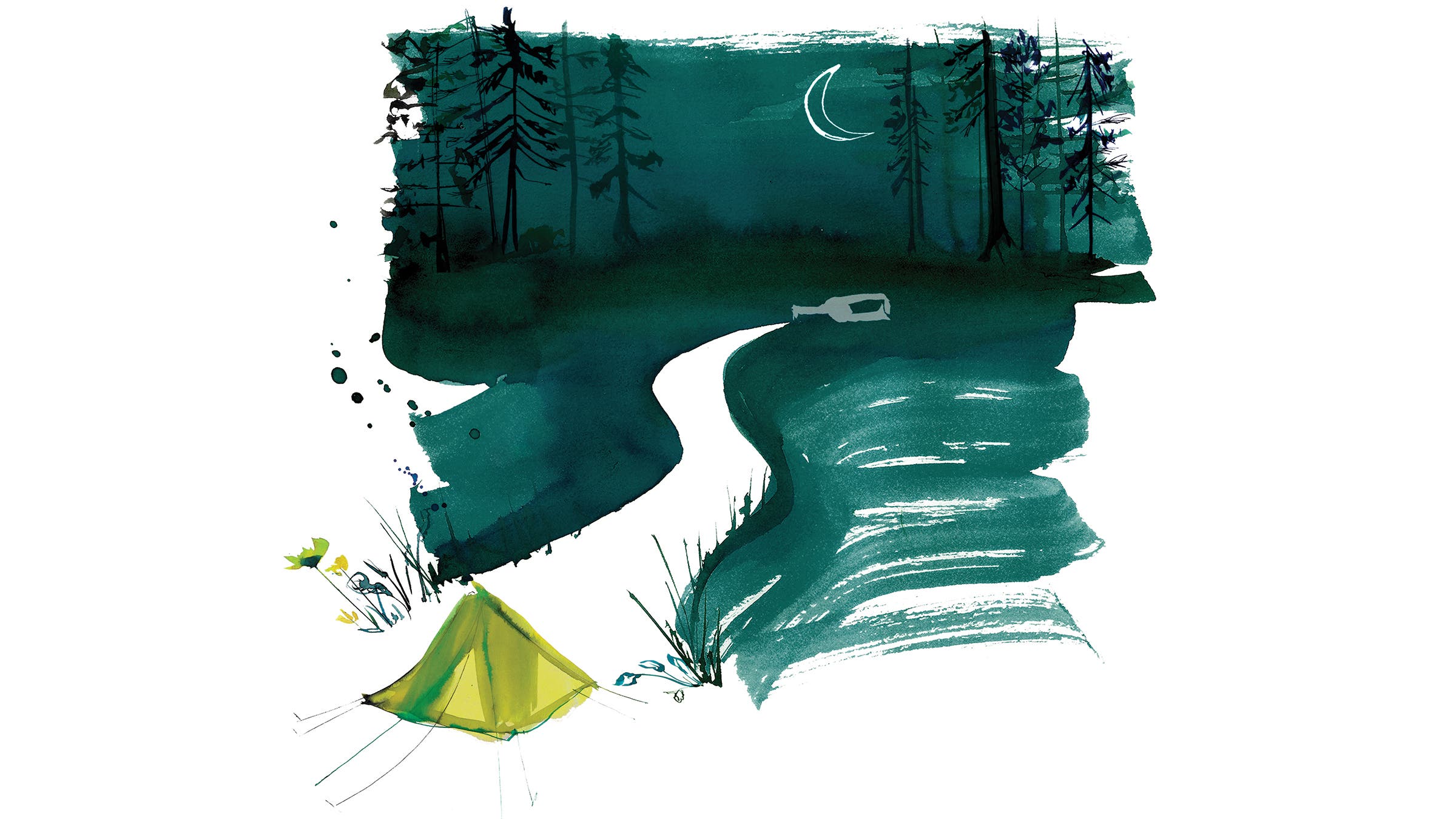Illustration of a tent in the wilderness