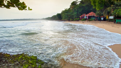 Playa Blanca in the Caribbean village of Cahuita. The town is the gateway to Cahuita Nation-al Park.