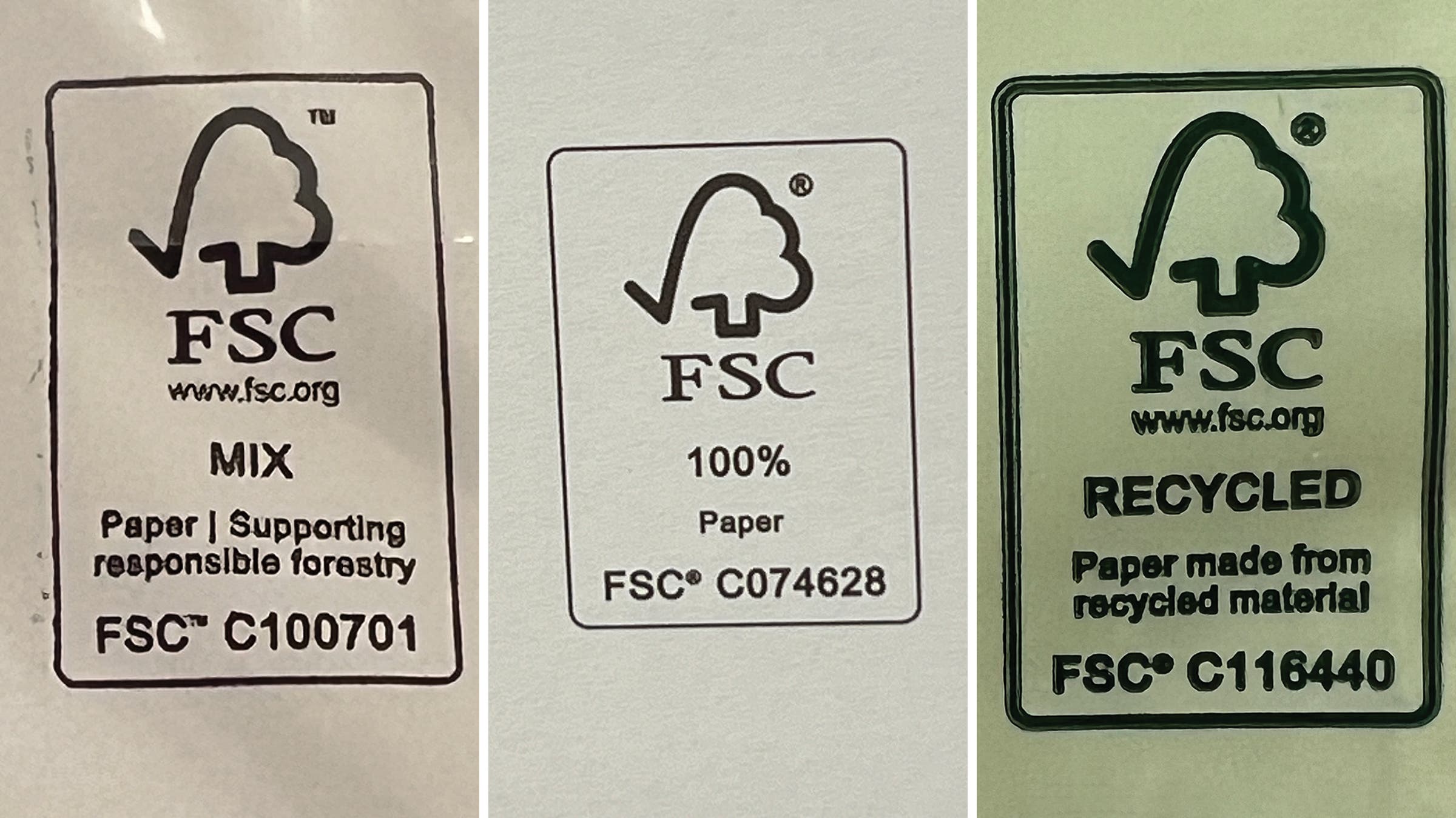 Three different FSC labels
