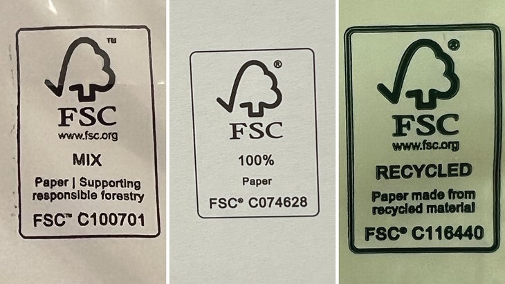 Three different FSC labels