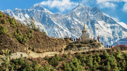 A stupa in the mountainous region of Nepal