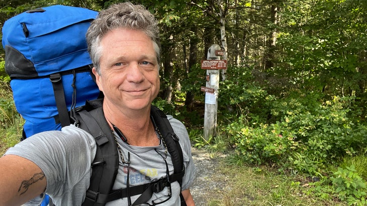 Hodding sets off—for the second time—on the 100 Mile Wilderness trail in Monson, Maine.