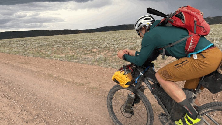 man riding mountain bike