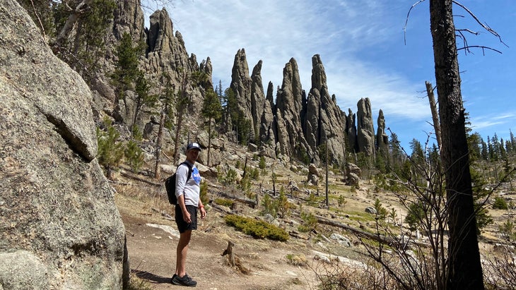 hiker on Black Elk Peak trail, South Dakota