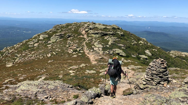 hiker backpacking on Franconia Ridge Loop, New Hampshire