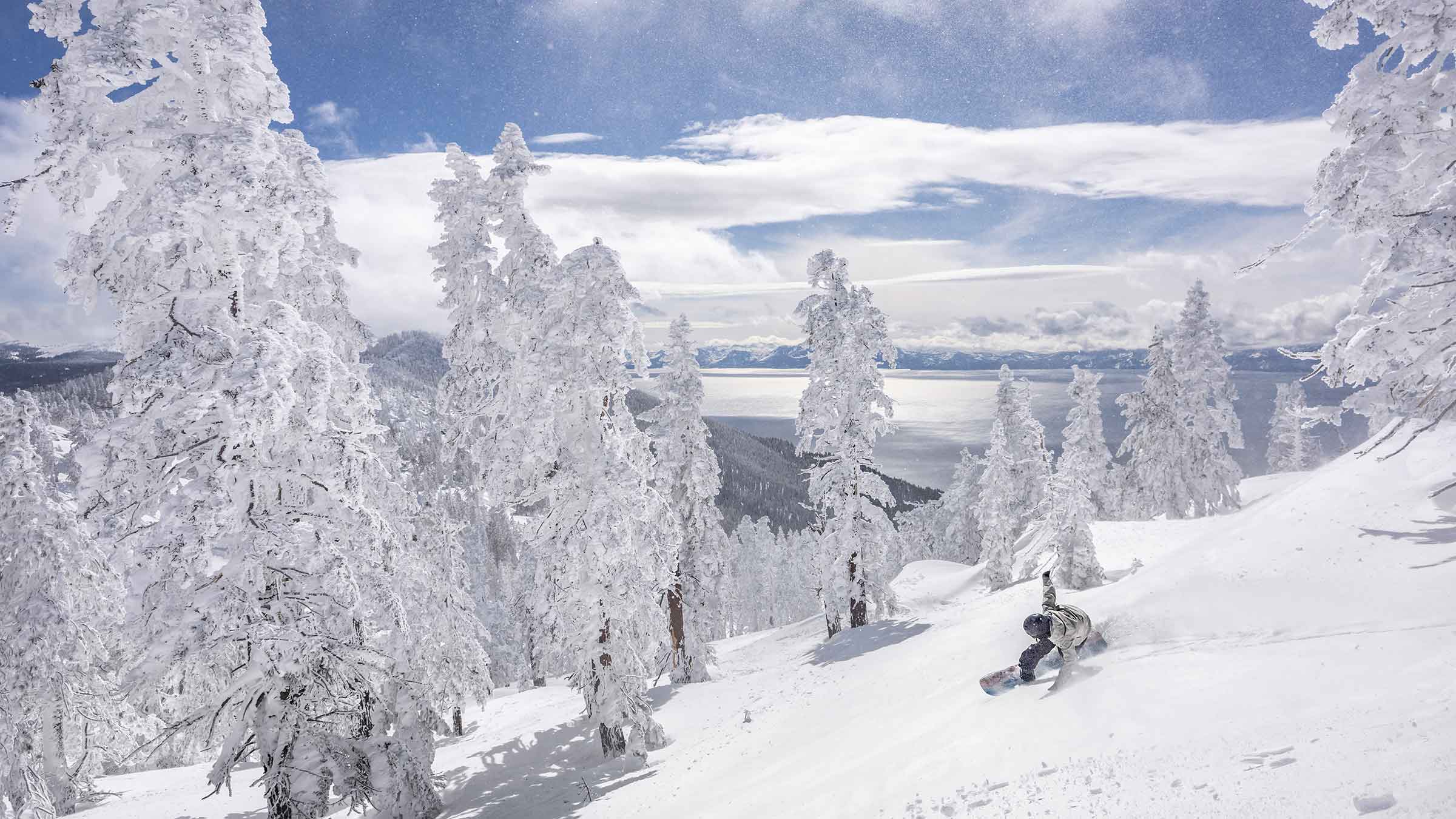 Woman snowboarding on the Gnu Barrett