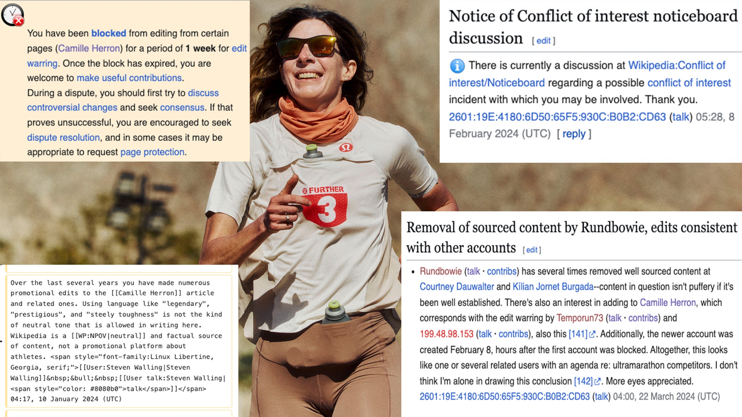 Ultrarunner Camille Herron is at the center of an investigation into Wikipedia edits