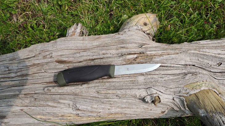 A knife on a log