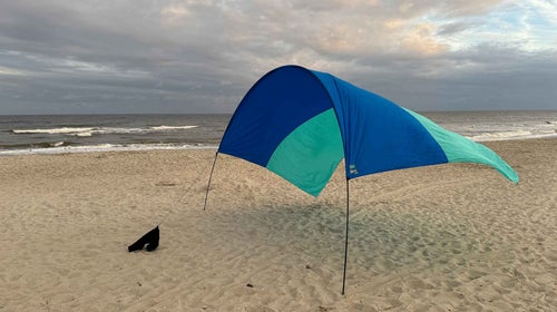 The Shibumi Beach shade set up at the beach