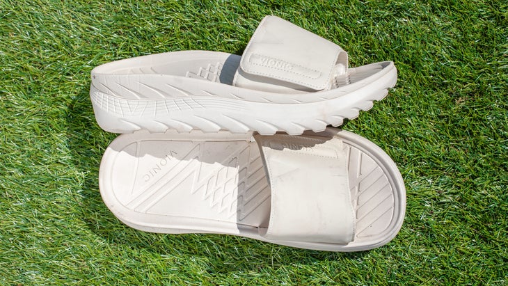 Vionic recovery sandal on grass