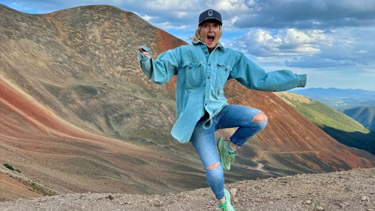 The author jumping in the air atop Colorado’s Webster Pass. 