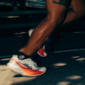 Close-up image of a runner wearing super-shoes