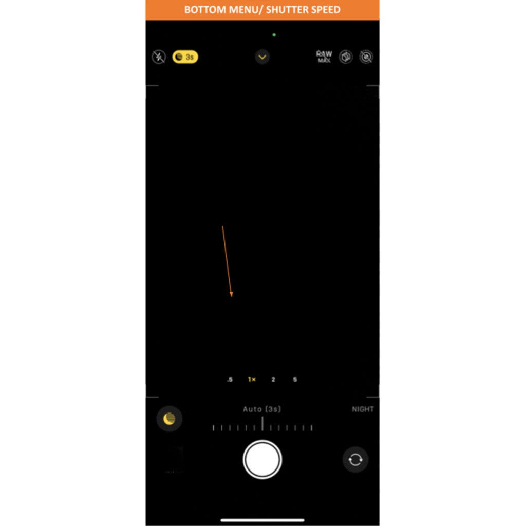A screen shot of the shutter-speed function on an iPhone camera