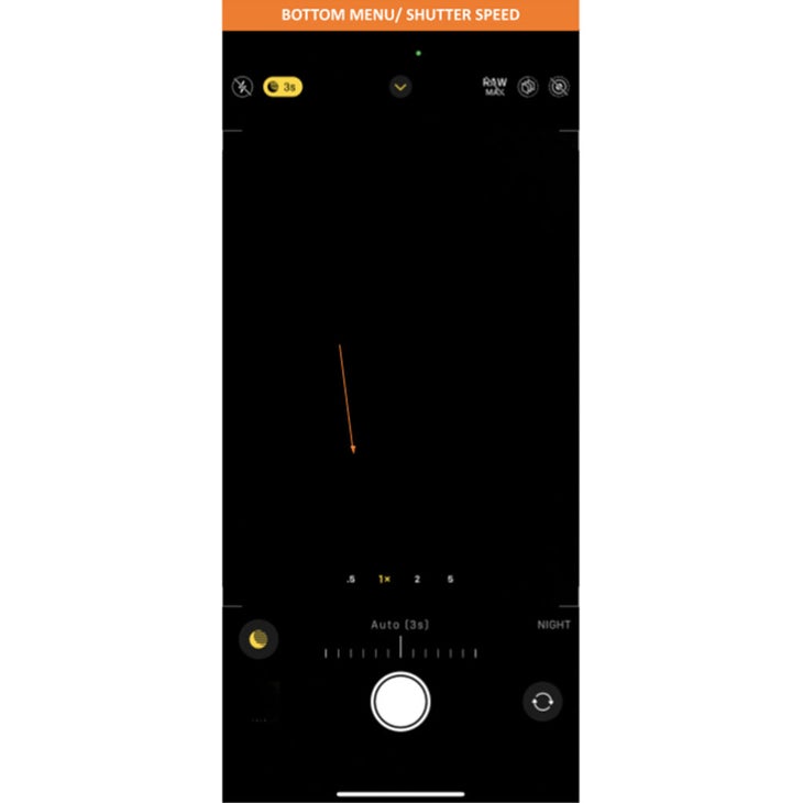 A screen shot of the shutter-speed function on an iPhone camera