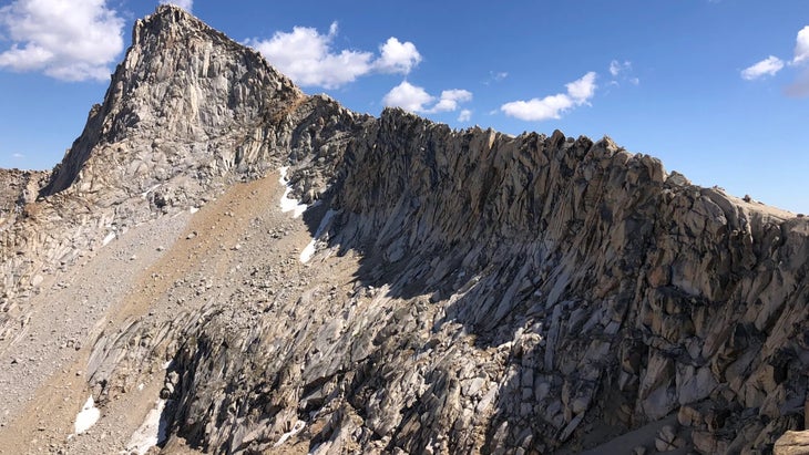 jagged peaks with a little snow