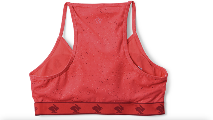 back view the rabbit strappy pocket sports bra, showing the phone pocket