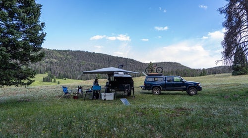 One alternative to a permanent awning for overlanding vehicles, vans, and trucks
