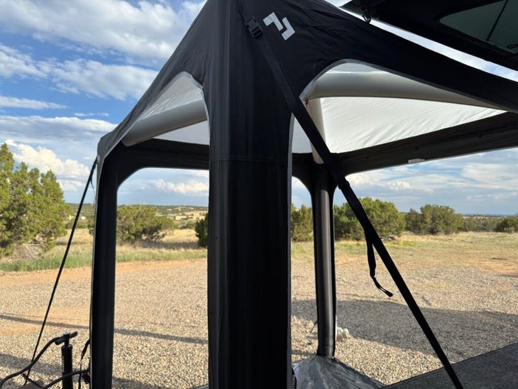 The Dometic Hub 2 REDUX at a campsite attached to a truck or camper